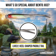 Lunkerhunt Bento 3-inch Parrot color highlighting vivid hues for predators