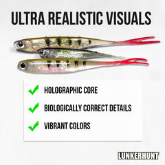 Lunkerhunt Bento three-inch lure fits compact retrieves.