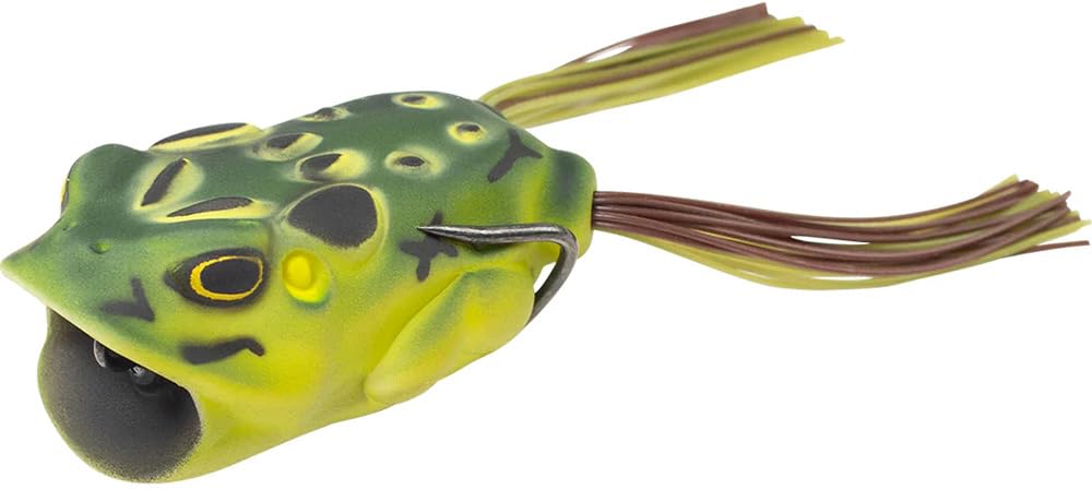 Lunkerhunt Compact Poppin Frog 2in shows compact profile for topwater bass action