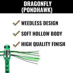 Lunkerhunt Dragonfly Lure has a slim body for natural movement.