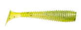 Lunkerhunt Finesse Swimbait Sexy Melon on the water, ideal for fast-water covers and drawing bites.