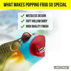 Lunkerhunt Frog Lure legs extend during retrieve for realistic frog swimming.