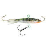 LUNKERHUNT ice jig with fixed-face and tail hooks for stable presentation and reliable bites.