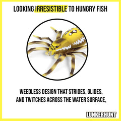 Phantom Spider hollow body weedless design aids weed-free retrieves.