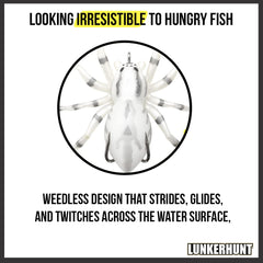 Lunkerhunt Phantom Spider self-righting ballast stabilizes walking action.