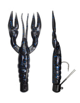 Lunkerhunt Pre-Rigged Finesse Craw Black Blue Fleck gliding lure for bass finesse presentations.