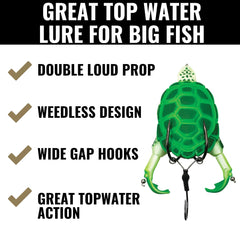 Prop Turtle prop feet create motion to draw fish from open water.