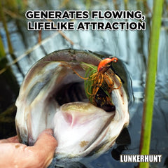Lunkerhunt skirted swim jig 4-0 hook emphasizes strong hookups.