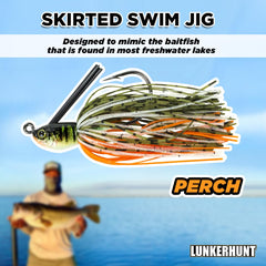 Lunkerhunt perch vibrant colors closeup highlights realistic pattern for attracting fish.