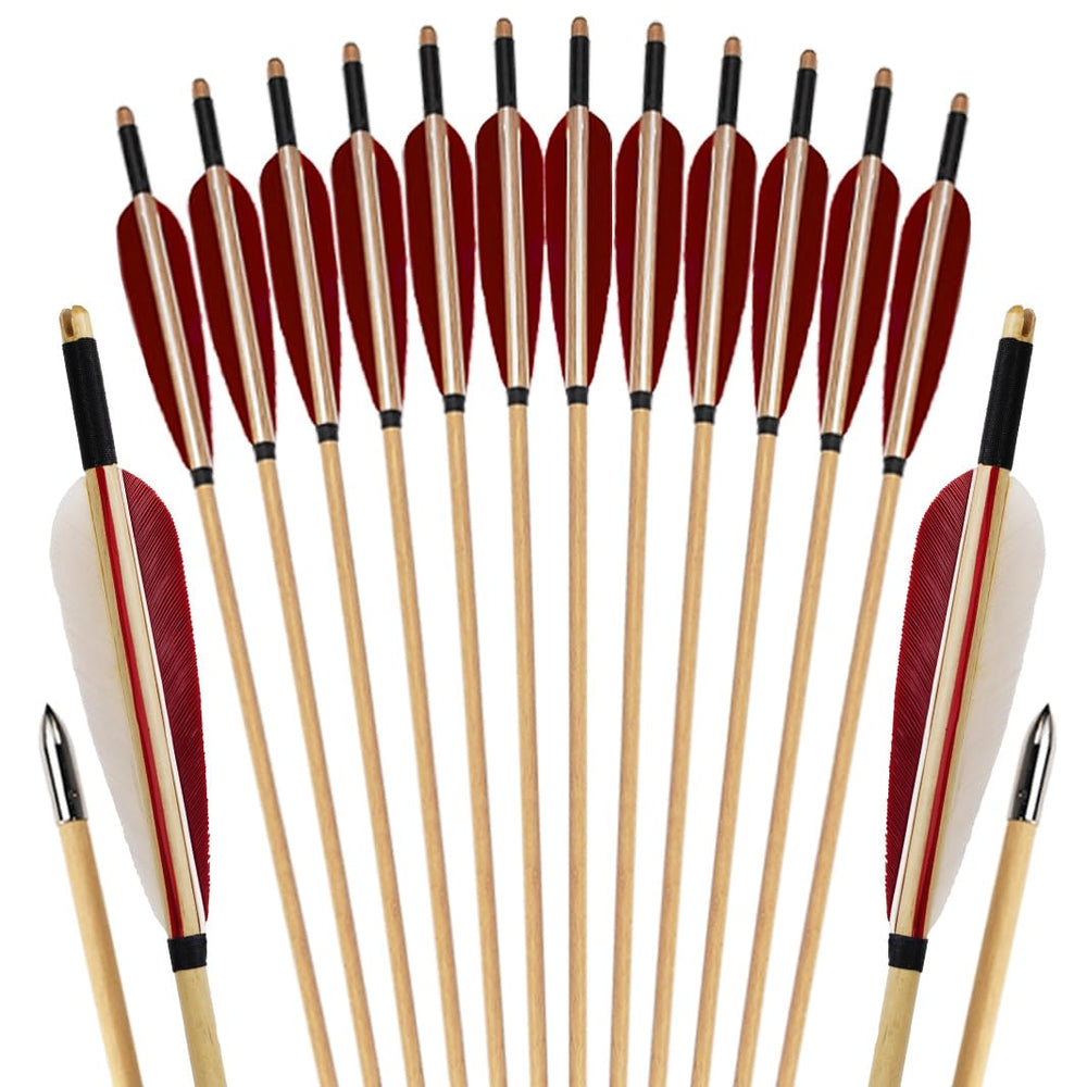 Luoyer arrows with wooden shafts offer stable flight for precise practice.