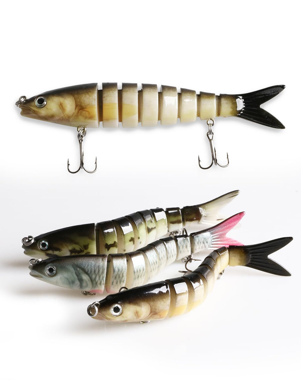 3PCS Realistic Multi-Jointed Lure – bass/trout close-up