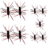 Deep red 1.57 inch silicone lure set, 5 pieces