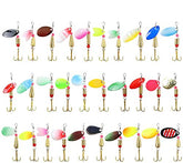 30-piece fishing lures kit featuring inline spinner baits