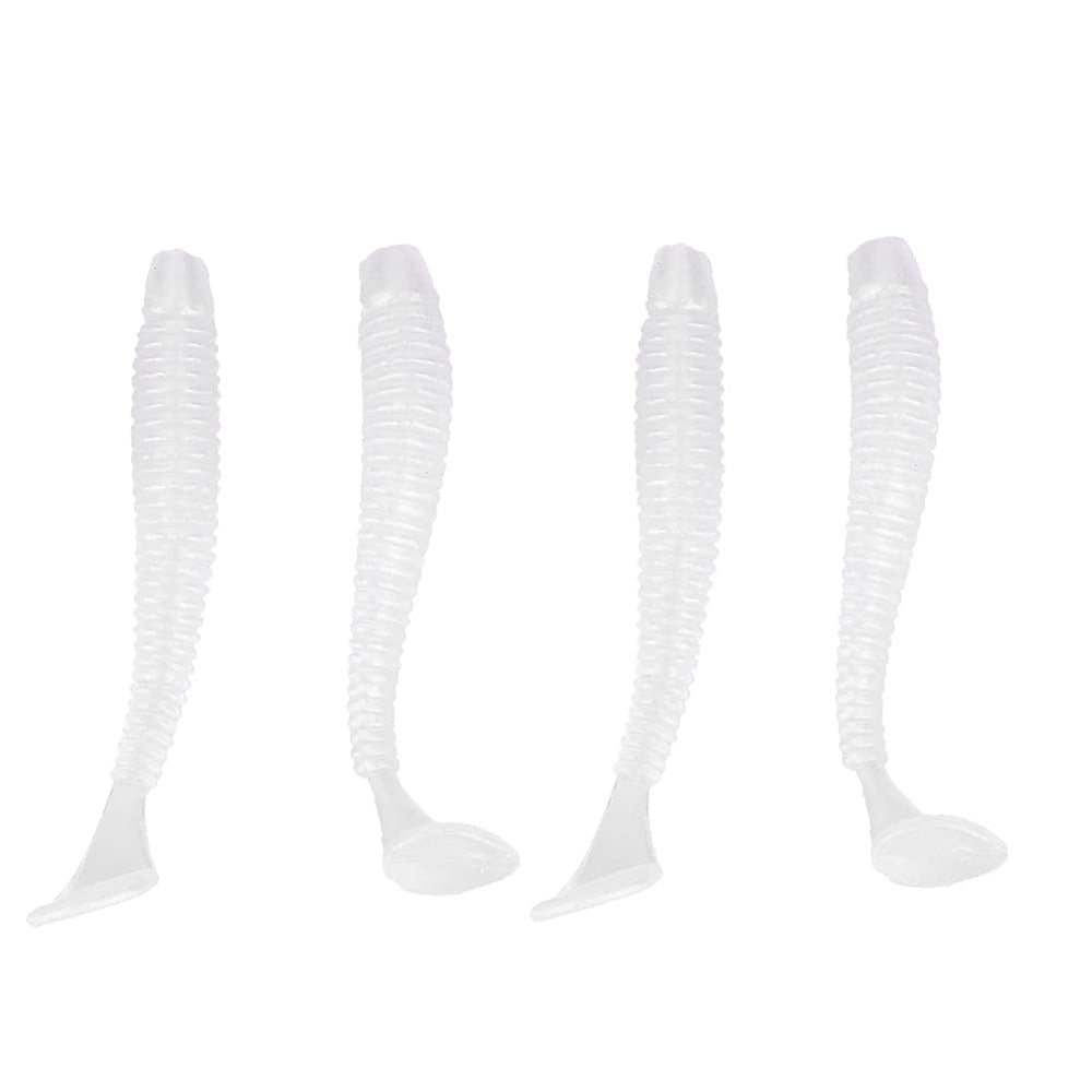 50pcs fishing lures kit in pearl white, 2in soft plastic lures