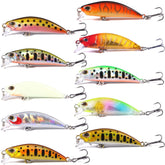 LURESMEOW jerkbait collection box with 10 colors for versatile bass fishing.