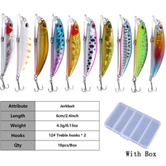 LURESMEOW jerkbait color variant collection with lifelike patterns for multiple species