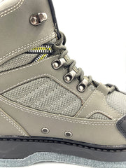 Lurewilder Pro wading boots D-ring attachment showing secure fit with wading pants.