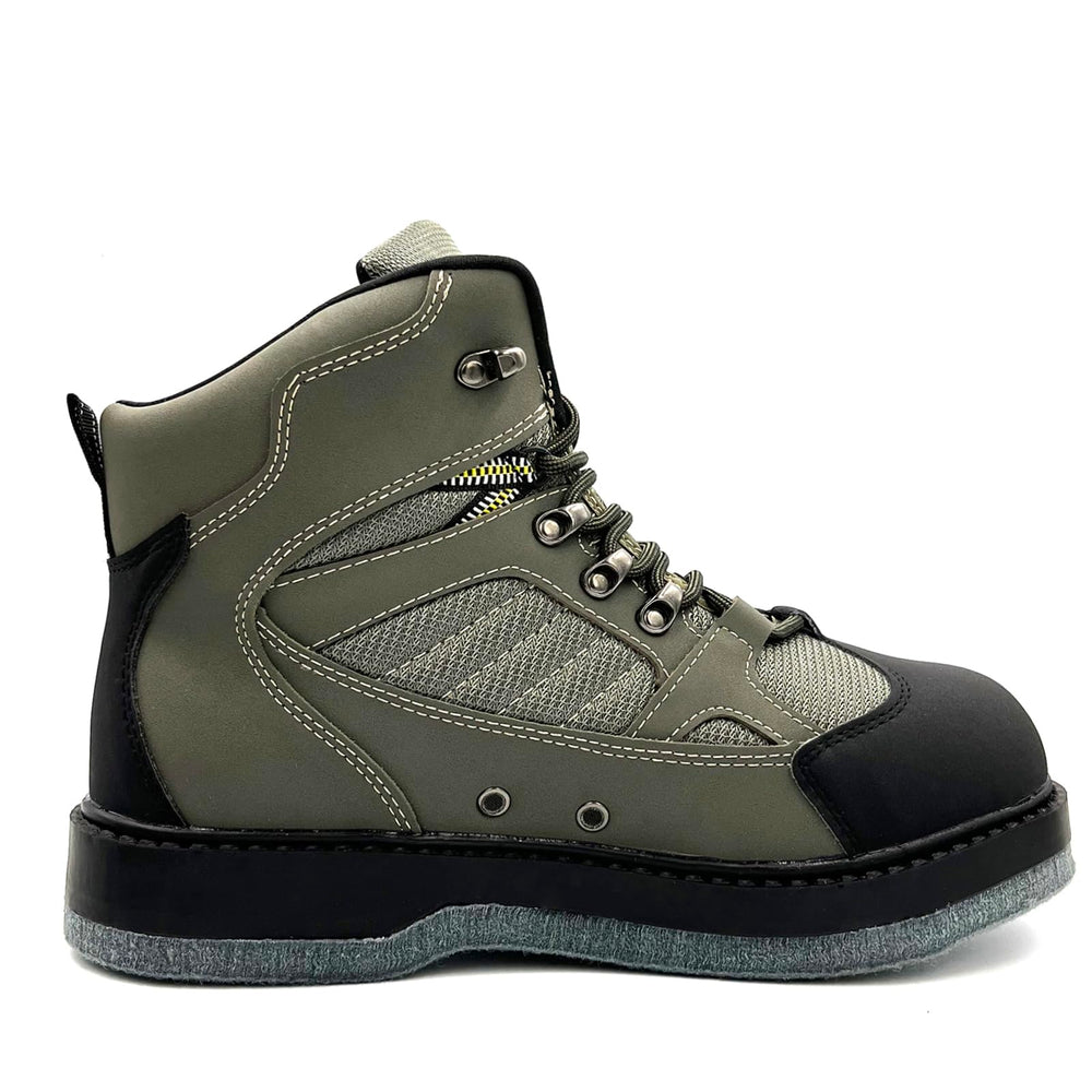Lurewilder Pro wading boots heel reinforcement closeup for secure support during river treks.