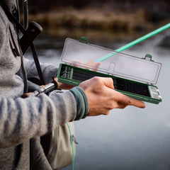 Carp rig box with twin clip-lock lid