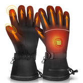 LUWATT heated gloves in-use with heat setting for customizable warmth