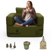 Luxchoice inflatable couch built-in pump in action for quick campsite setup.