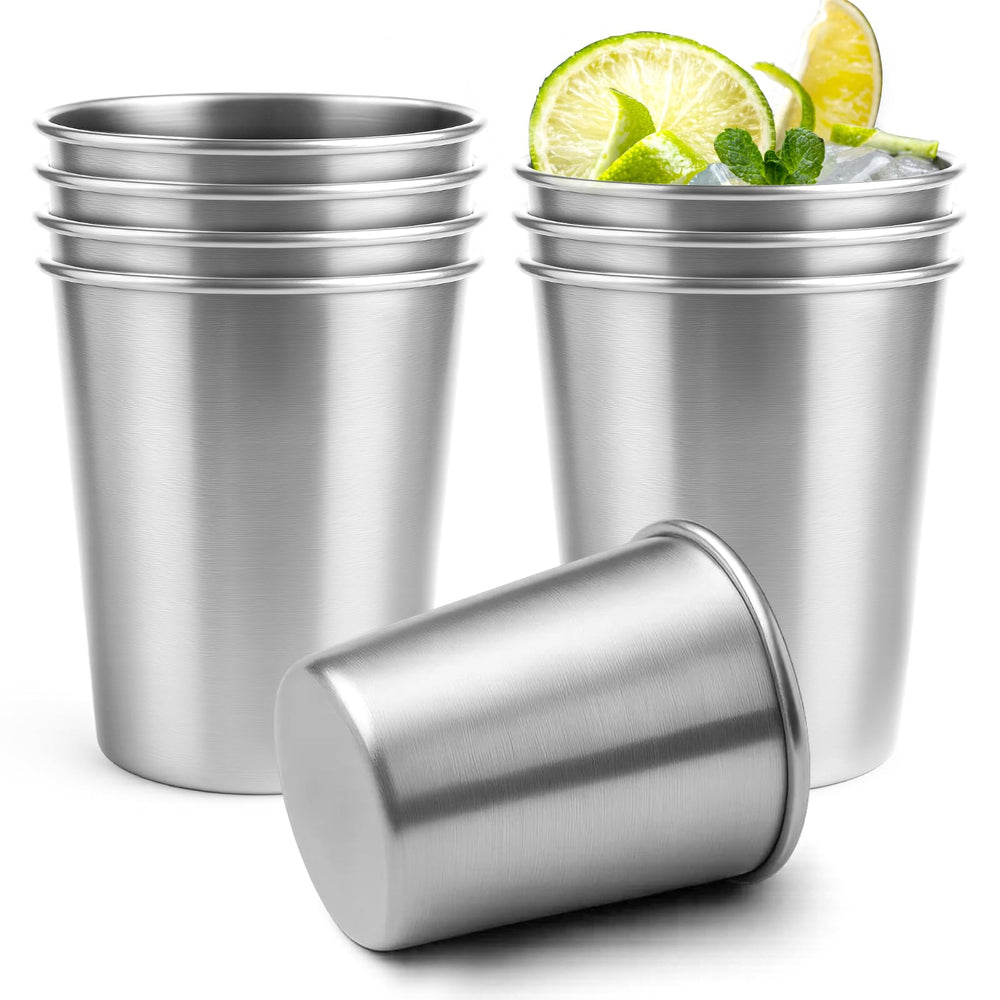 Luxgola 8-pack stainless steel cups designed for durable, rust-resistant use at home and outdoors