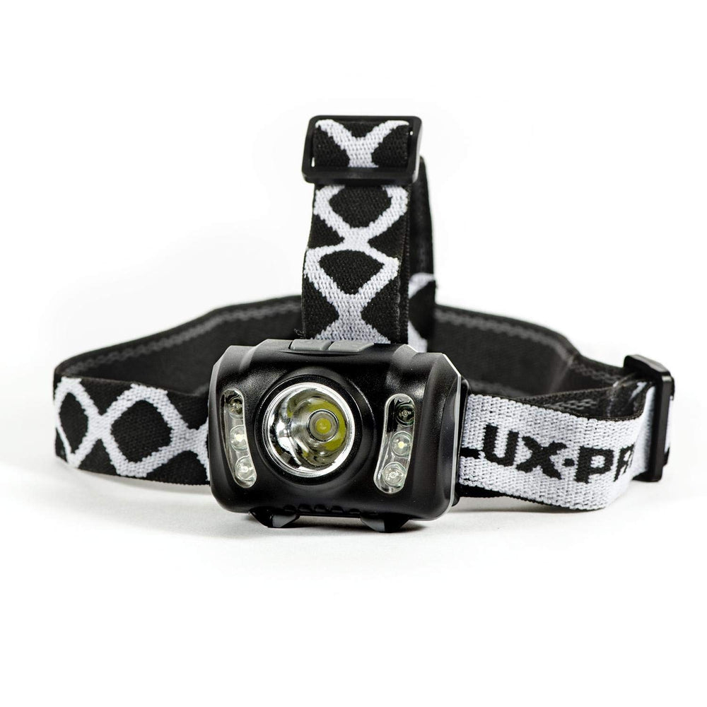 LUXPRO LP345 headlamp front view with 210 lumens for clear hands-free visibility