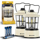 LUXPRO Retro LED Lantern front view emits warm light for reliable outdoor camping