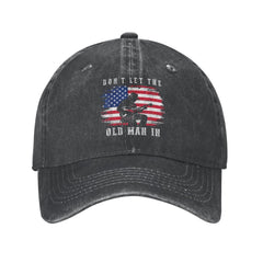 LUYIMAX outdoor denim hat front view highlights breathable cotton for all-day wear.