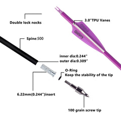 LWANO removable tips on carbon arrows enable easy maintenance and setup changes
