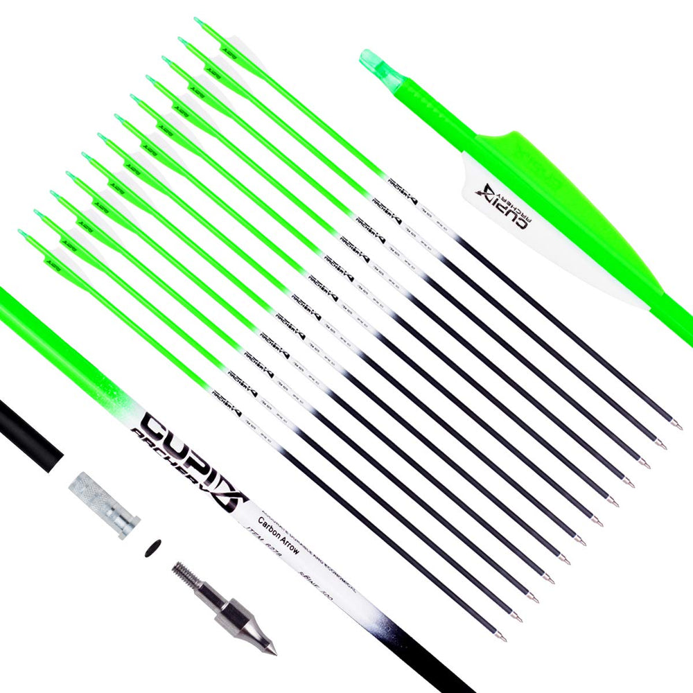 LWANO carbon arrow 30inch green shaft for durable target practice with bright visibility
