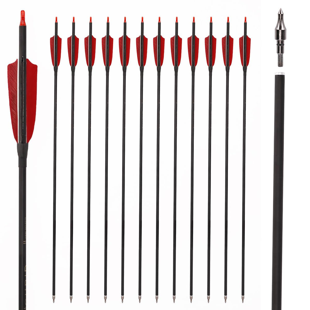 LWANO carbon arrows 30-inch pack12 red-black shafts ready for durable target practice