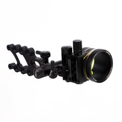 LWANO M2 bow sight ultra-bright fiber optic pins improve visibility in varied light.