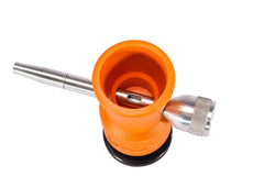 Aluminum body and steel base of powder trickler