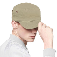 Lzihkst Casual Khaki Army Cap side view highlighting silhouette and fit