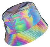 LZLRUN Rainbow Reflective Fishermans Hat front view highlights safety glow in low light