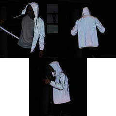 LZLRUN reflective jacket front view with zipper for easy wear during outdoor activities