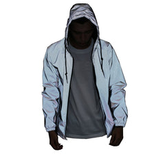 LZLRUN reflective jacket with hood shines at night for visibility