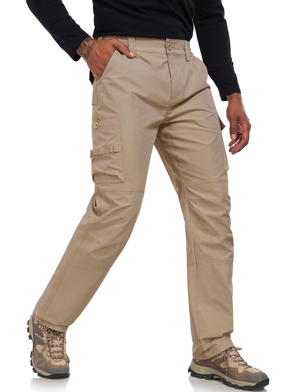 LZZIDOU men's tactical hiking pants in water-resistant ripstop fabric for rugged outdoor use