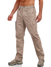 Lzzidou men's tactical pants front view with eight-pocket layout for quick-access gear.