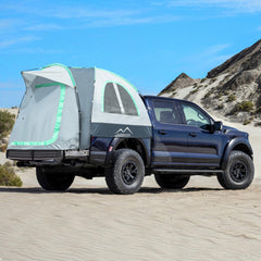 M KARMATER pickup tent interior space reveals roomy 67-inch sleeping area for two.