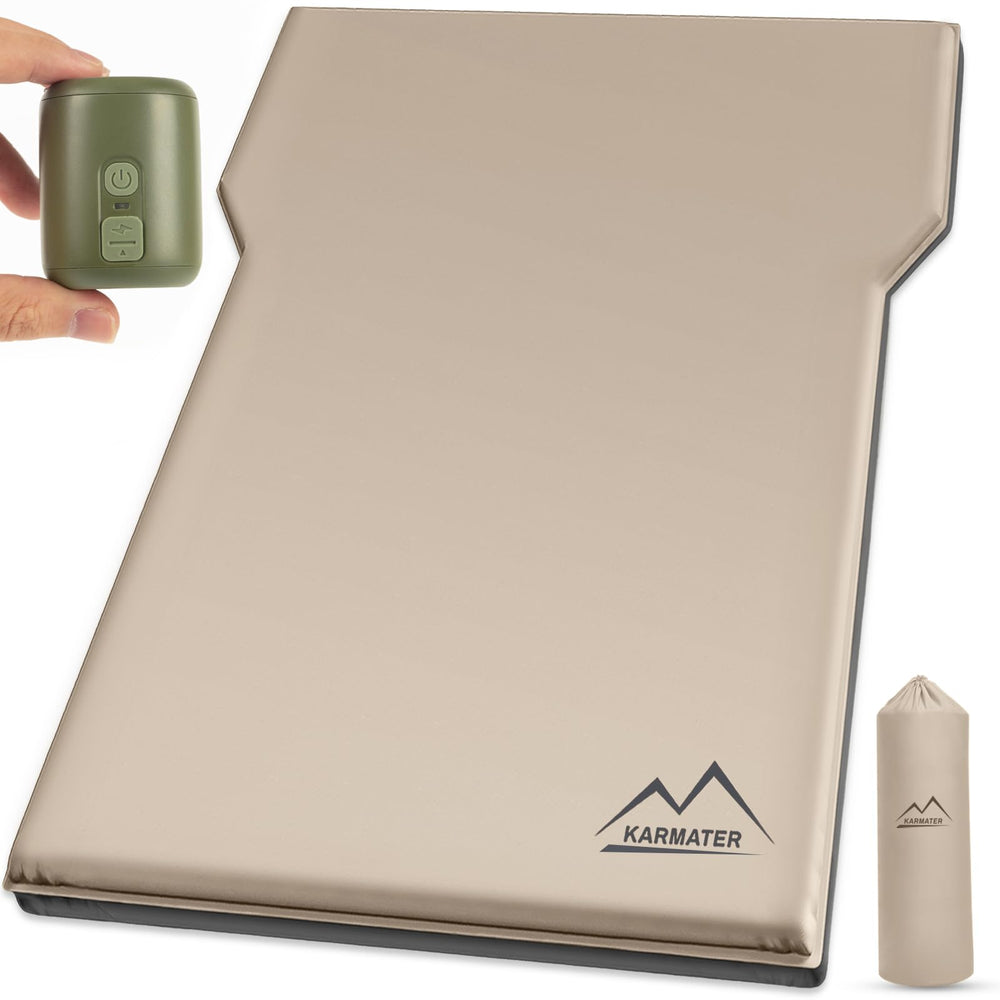 M KARMATER SUV air mattress inflating process demonstrates quick setup for road trips.