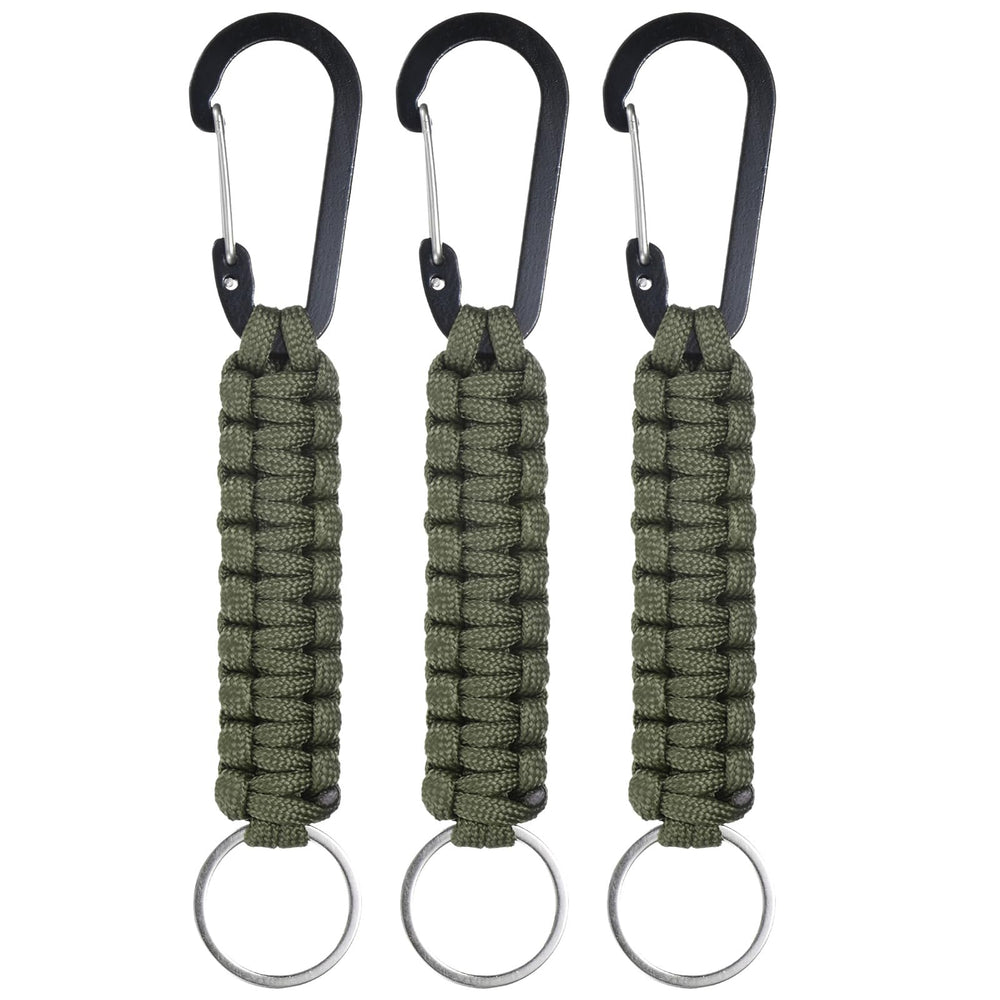 M METERXITY paracord keychain clip in dark green, sturdy close-up for reliable everyday carry.
