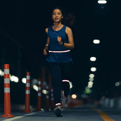 M METERXITY reflective band strapped to the leg for foggy or rainy safety.