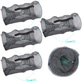 Maasechs 4-pack heavy-duty collapsible crawfish traps with 11.81 x 11.81 x 23.62 inches dimensions