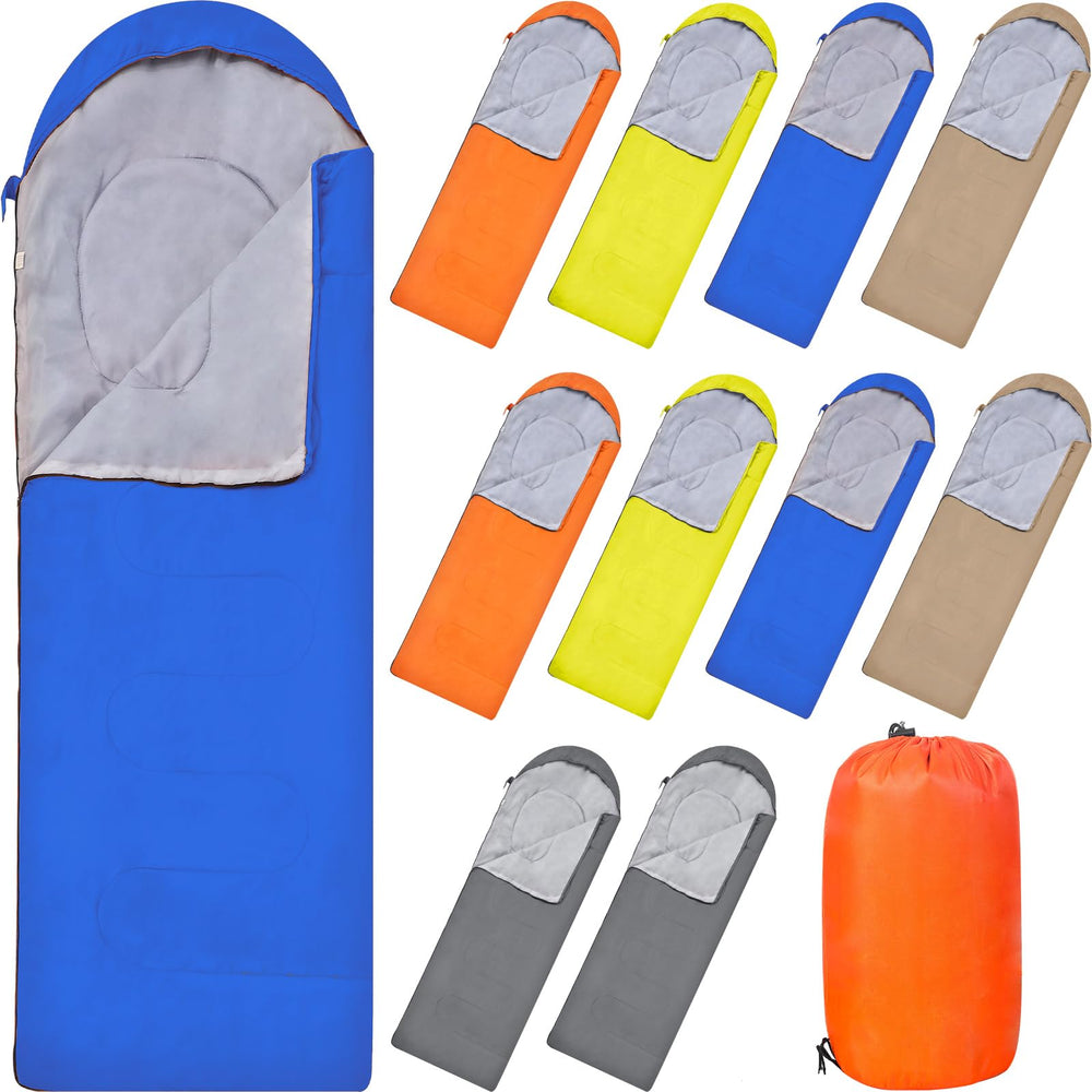 Macarrie 10-pcs bulk sleeping bags stacked for donation, ready for easy distribution.