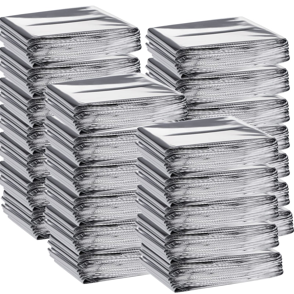 Macarrie emergency blanket pack front shows organized 100-pack storage for easy access.