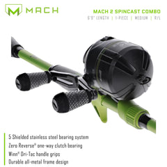 Mach 2 Spincast Combo handle close-up