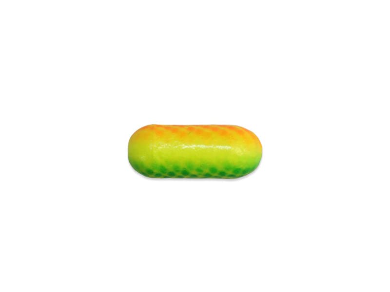 Mack's Lure Cha Cha Floats chartreuse-orange-green scale enhances buoyancy for precise strike-zone fishing.
