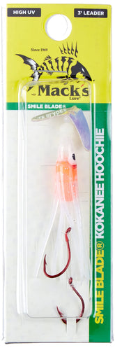 Mack's Lure Smile Blade Kokanee Hoochie UV Glow Burst in action attracts kokanee.